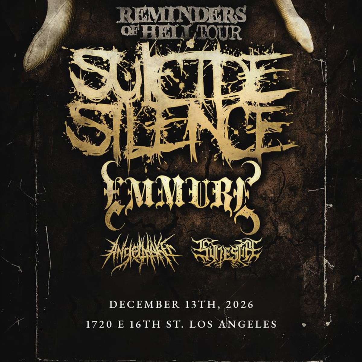 Suicide Silence: REMINDERS OF HELL TOUR artwork from 1720