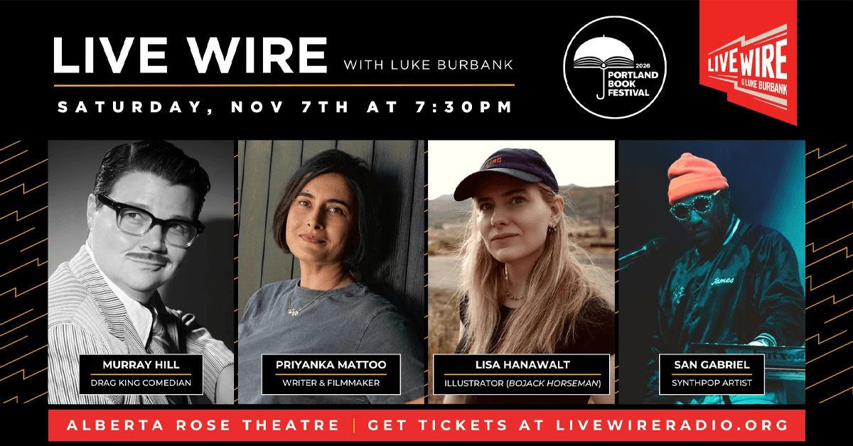 Live Wire with Luke Burbank artwork from Alberta Rose Theatre