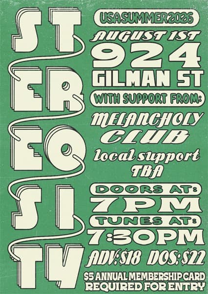 Stereosity poster for 924 Gilman