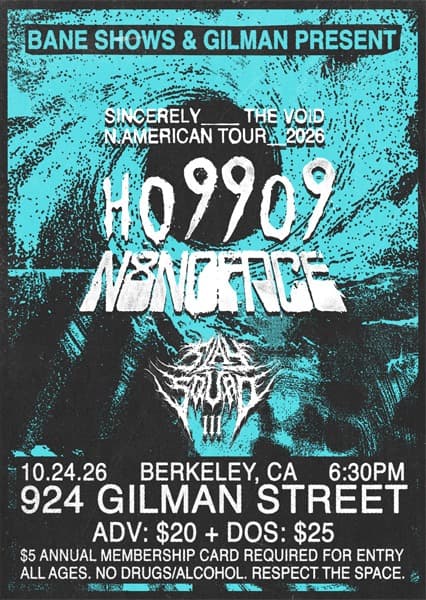 Ho99o9 & N8NOFACE - Sincerely___ The Void artwork from 924 Gilman