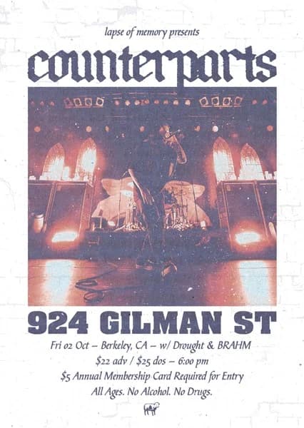 COUNTERPARTS artwork from 924 Gilman