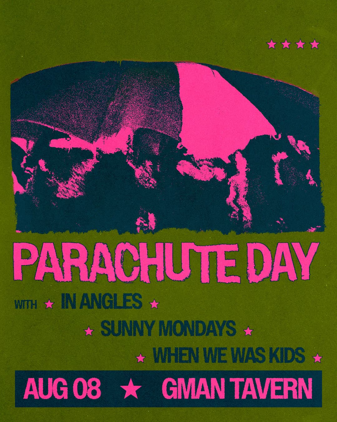 Parachute Day * In Angles * Sunny Mondays * When We Was Kids artwork from GMan Tavern