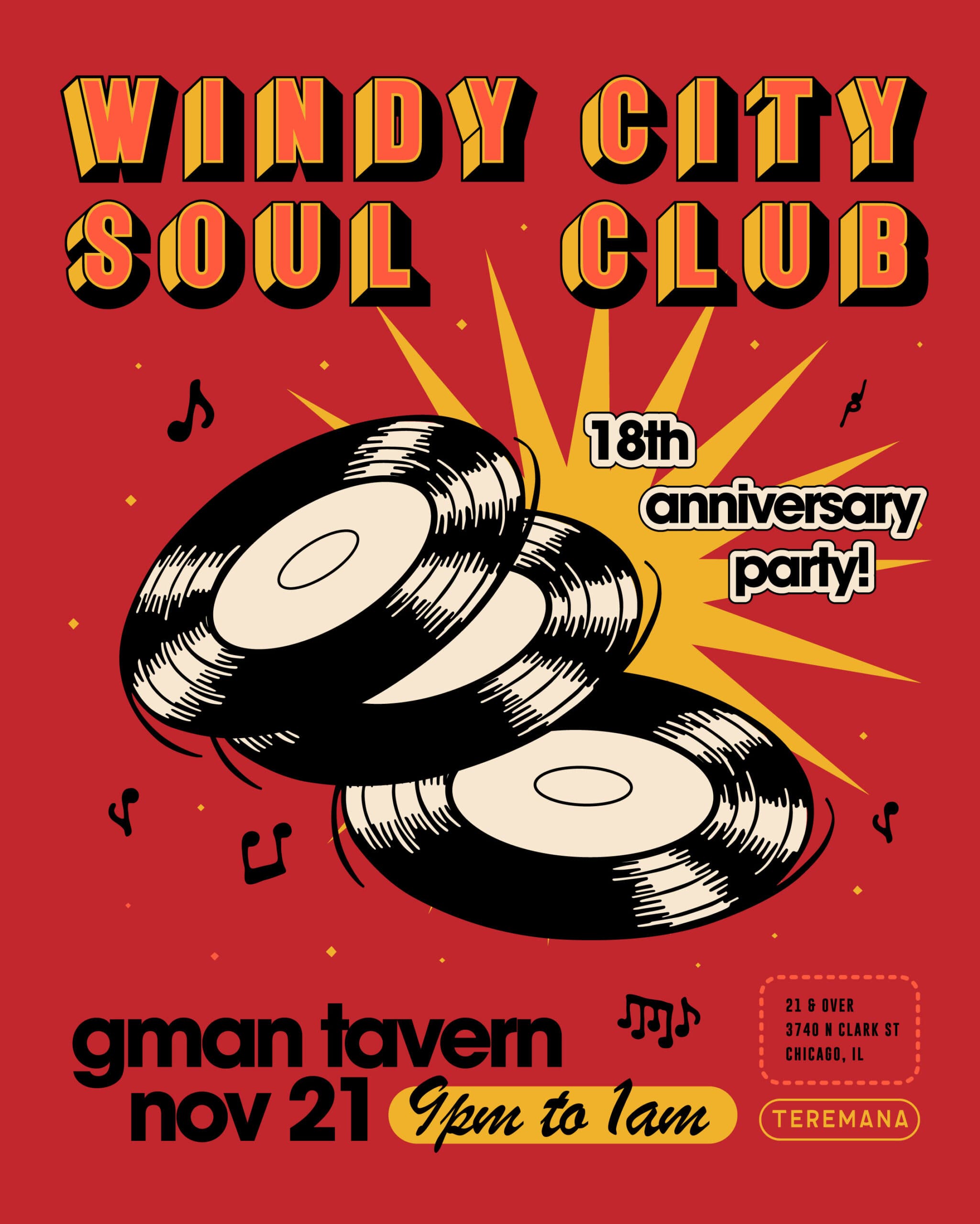 Windy City Soul Club: 18 Year Anniversary Party artwork from GMan Tavern