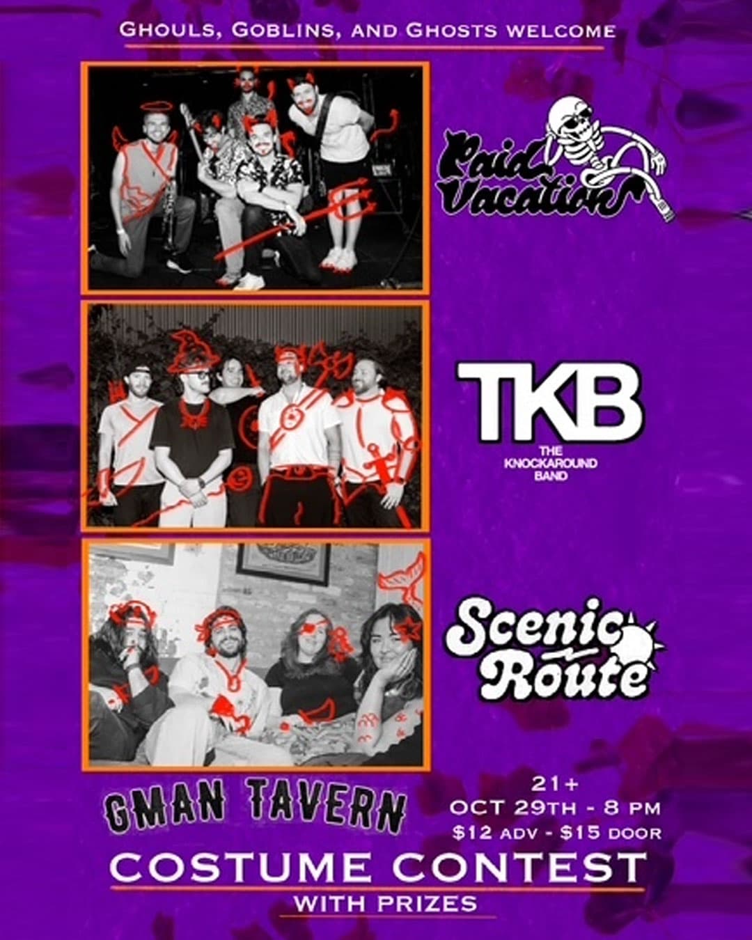 Paid Vacation * The Knockaround Band * Scenic Route artwork from GMan Tavern