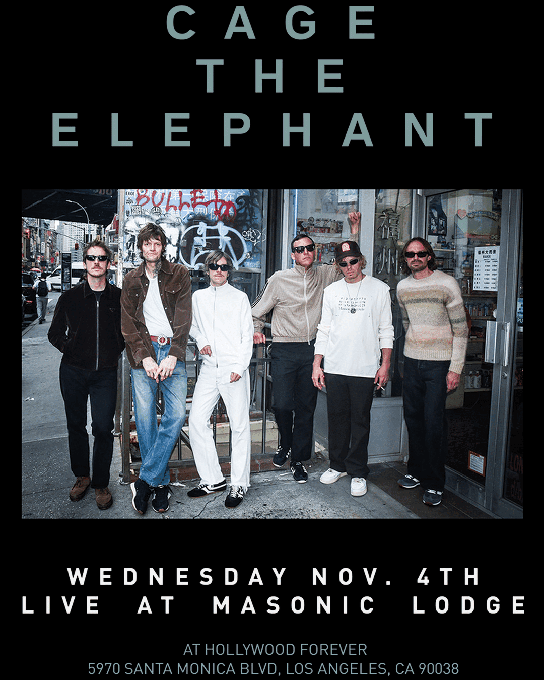 Cage the Elephant artwork from The Masonic Lodge at Hollywood Forever