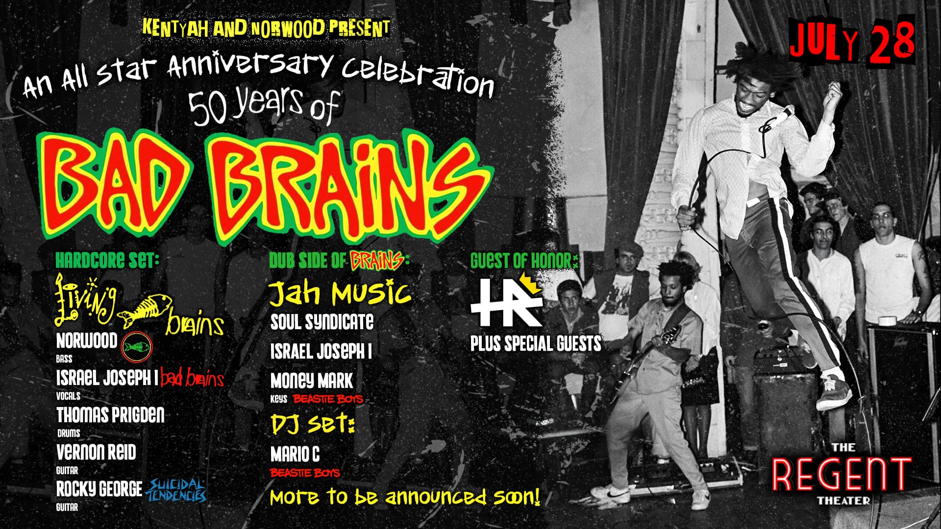 Bad Brains – 50th Anniversary Celebration artwork from The Regent Theater