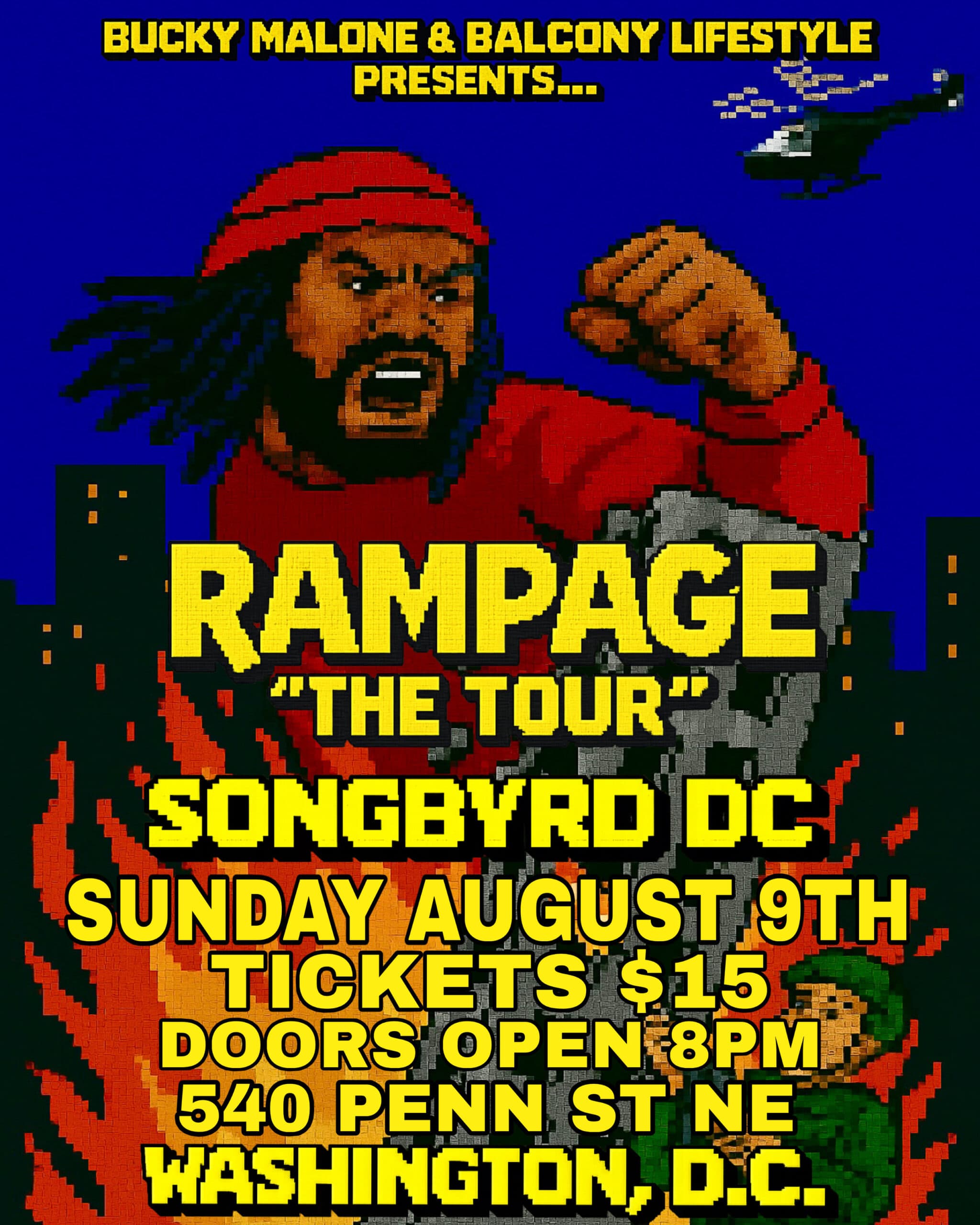 BUCKY MALONE: “RAMPAGE” THE TOUR artwork from Songbyrd Music House