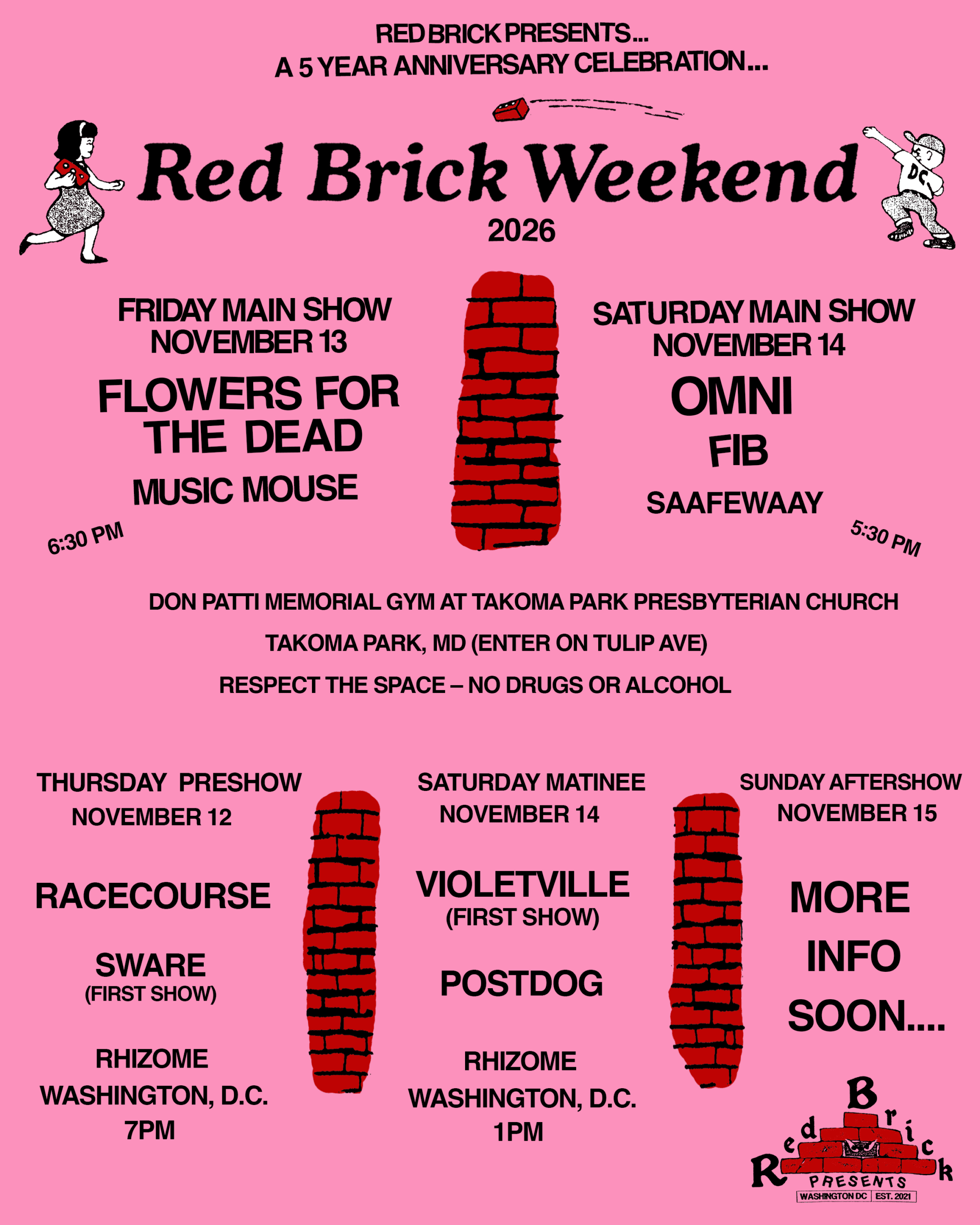 RED BRICK WEEKEND 2026 artwork from Songbyrd Music House