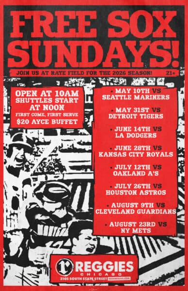 FREE SOX SUNDAYS artwork from Reggie's Rock Club