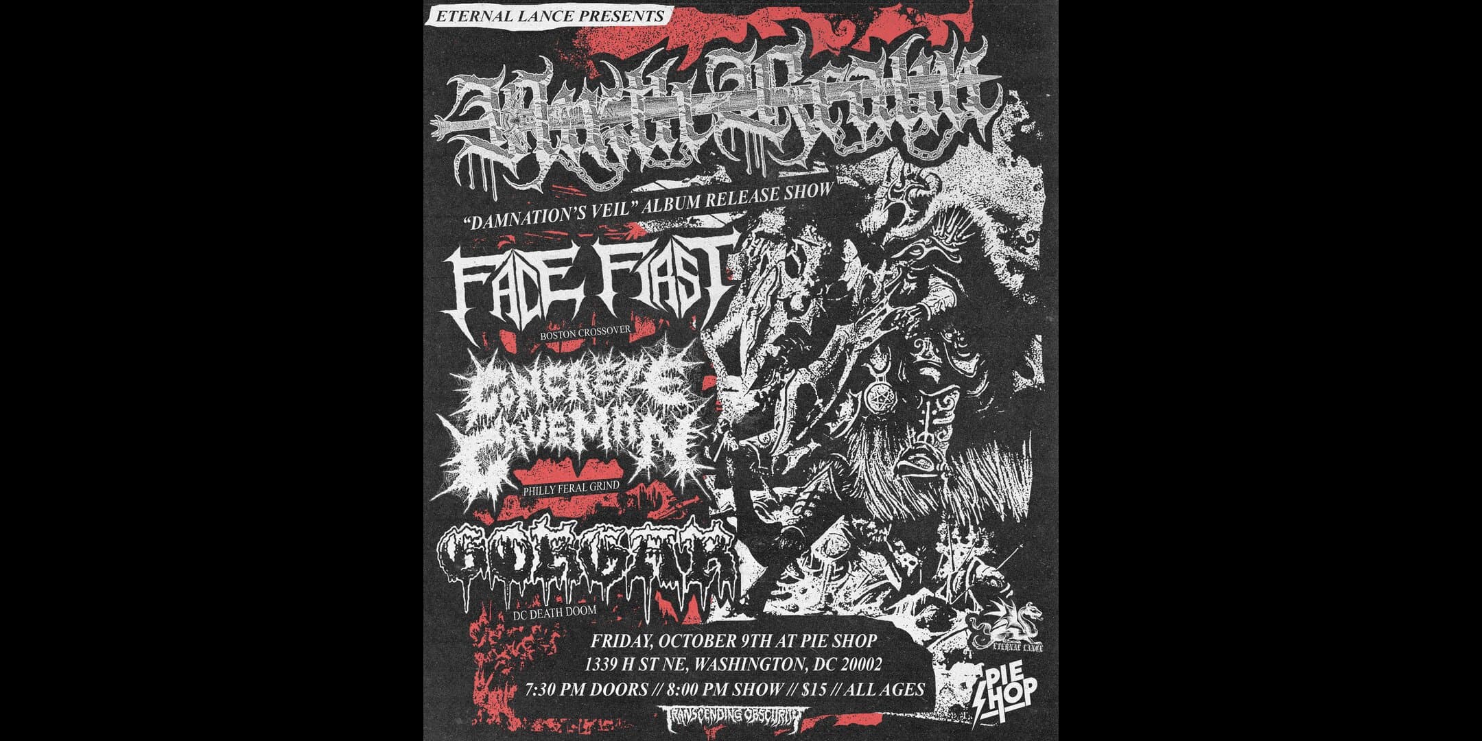 Ninth Realm (Album release show!) w/ Face First, Concrete Caveman, Gorgar artwork from Pie Shop