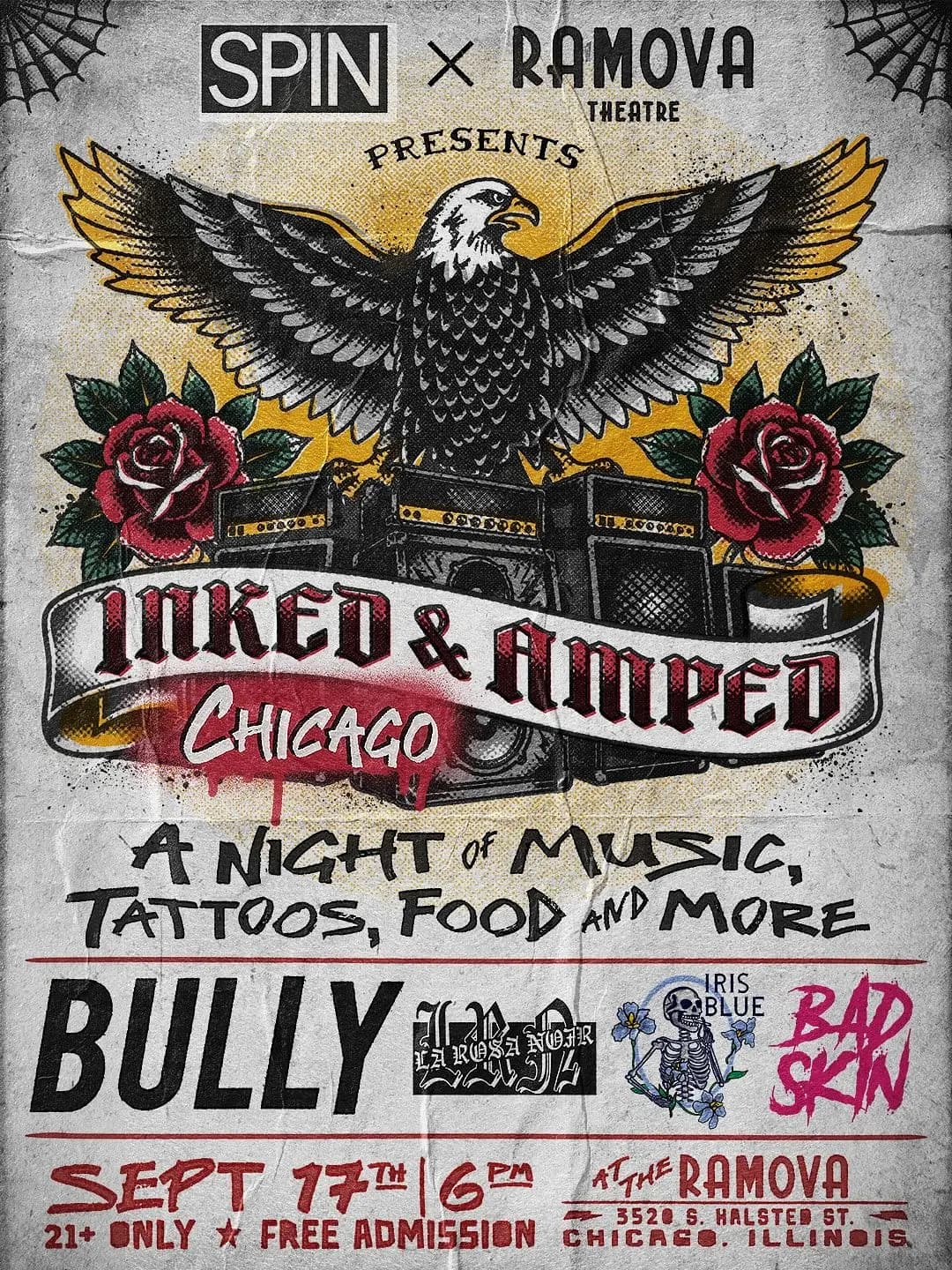 Inked & Amped: Maverick x SPIN Party artwork from Ramova Theatre