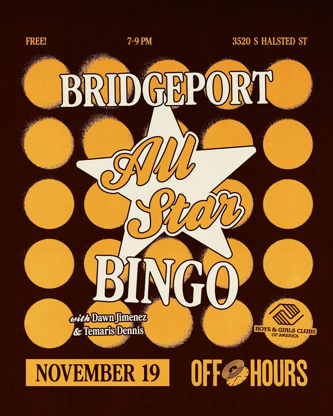 Bingo with Boys & Girls Club artwork from Ramova Loft