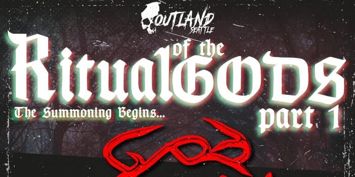 OUTLAND: Ritual of the Gods: Pt1 – God Tongue, The Phantom Eyes, Eric Raven, Sophixi, and DJ Keypr artwork from El Corazon