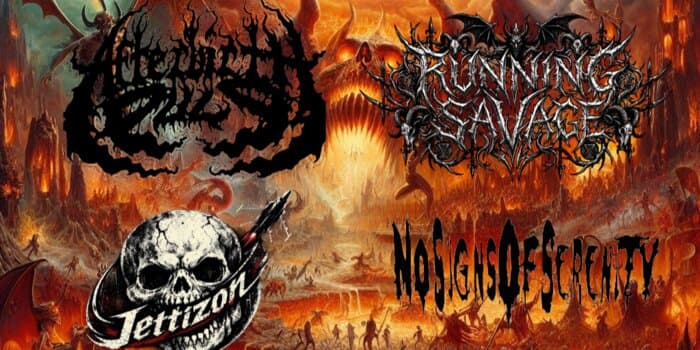 Afterbirth Pulp, Running Savage, No Signs Of Serenity, Jettizon artwork from El Corazon