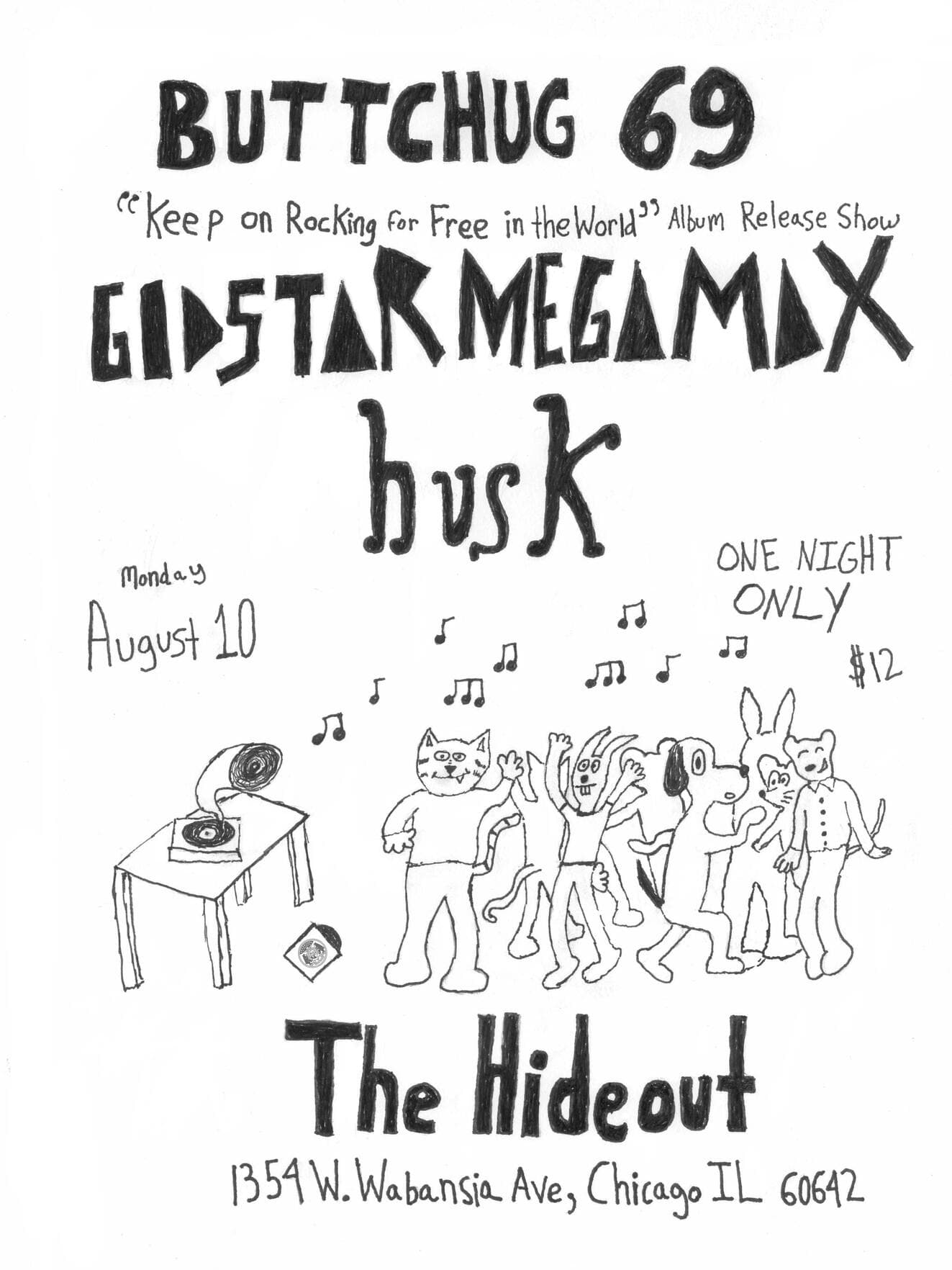 Buttchug 69, Godstar Megamax, husk artwork from Hideout Chicago