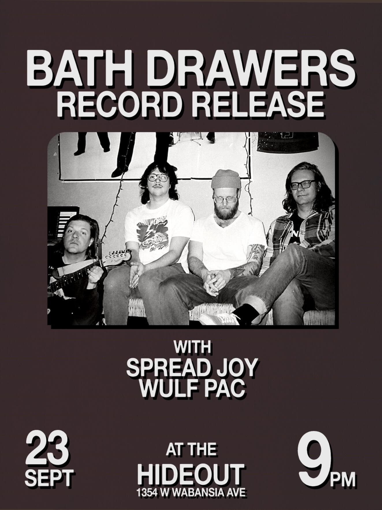 Bath Drawers Record Release with Spread Joy & Wulf Pac artwork from Hideout Chicago