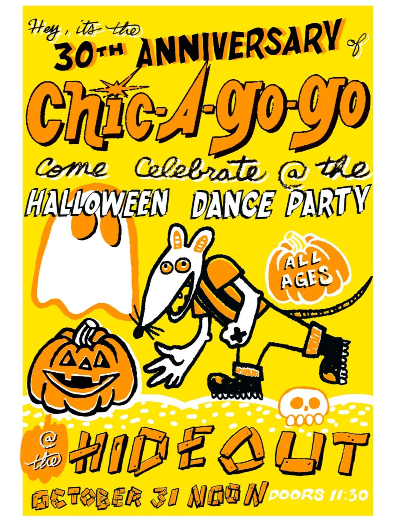 Chic A Go Go 30th Anniversary Halloween Dance Party with Clickbait! artwork from Hideout Chicago