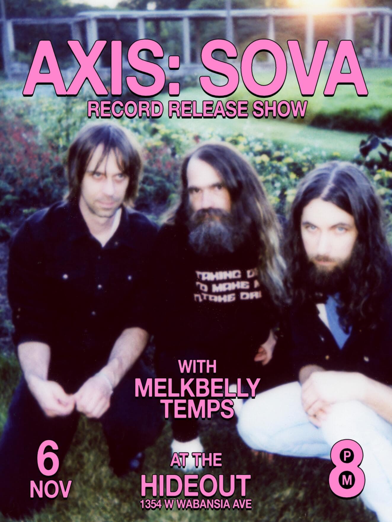 Axis: Sova Record Release Show with Melkbelly & Temps artwork from Hideout Chicago