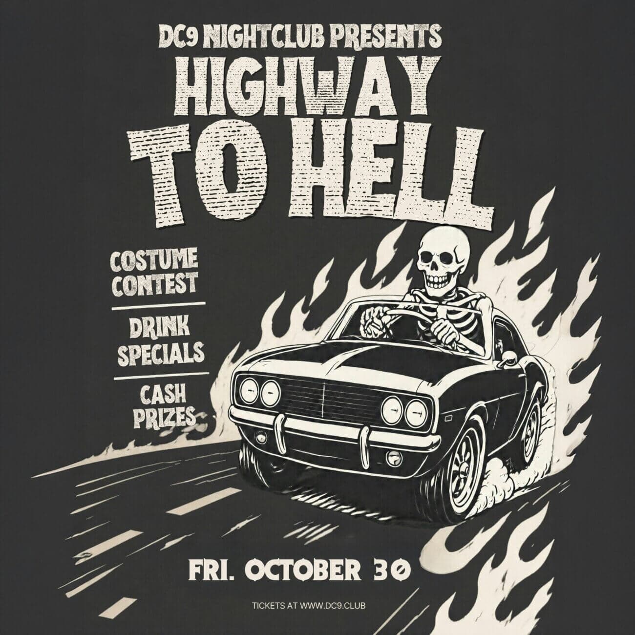 Highway To Hell : Halloween Party artwork from DC9 Nightclub