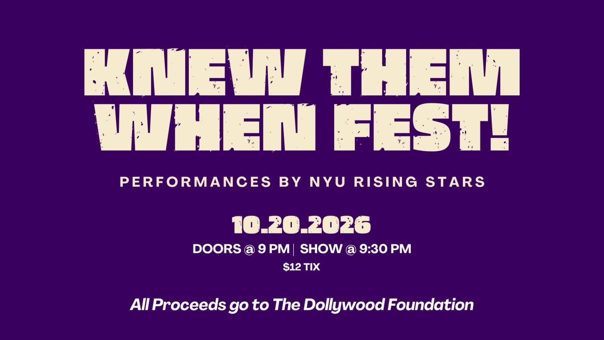 Knew Them When Fest: Performances by NYU Rising Stars artwork from Mercury Lounge