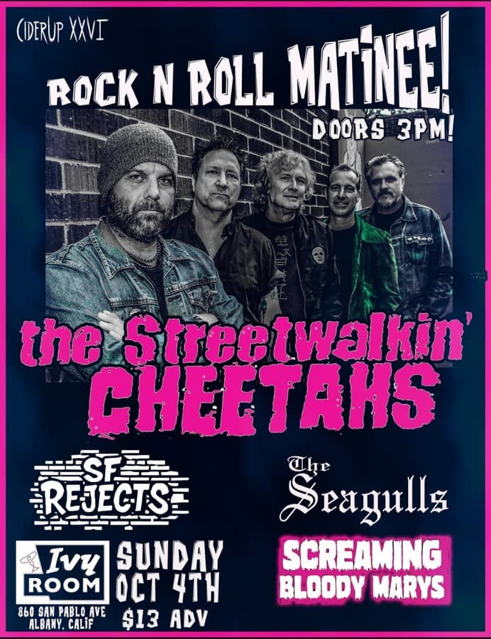 Street Walking Cheetahs + SF Rejects + THE SEAGULLS + Screaming Bloody Marys artwork from Ivy Room