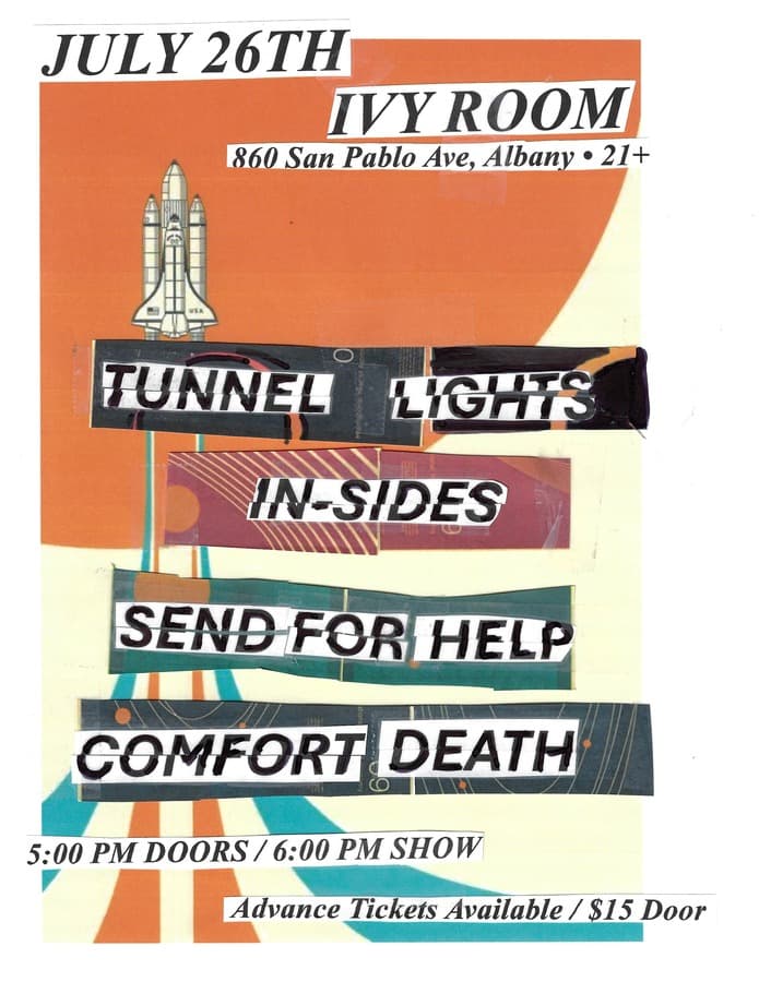 TUNNEL LIGHTS + IN-SIDES + SEND FOR HELP + COMFORT DEATH artwork from Ivy Room