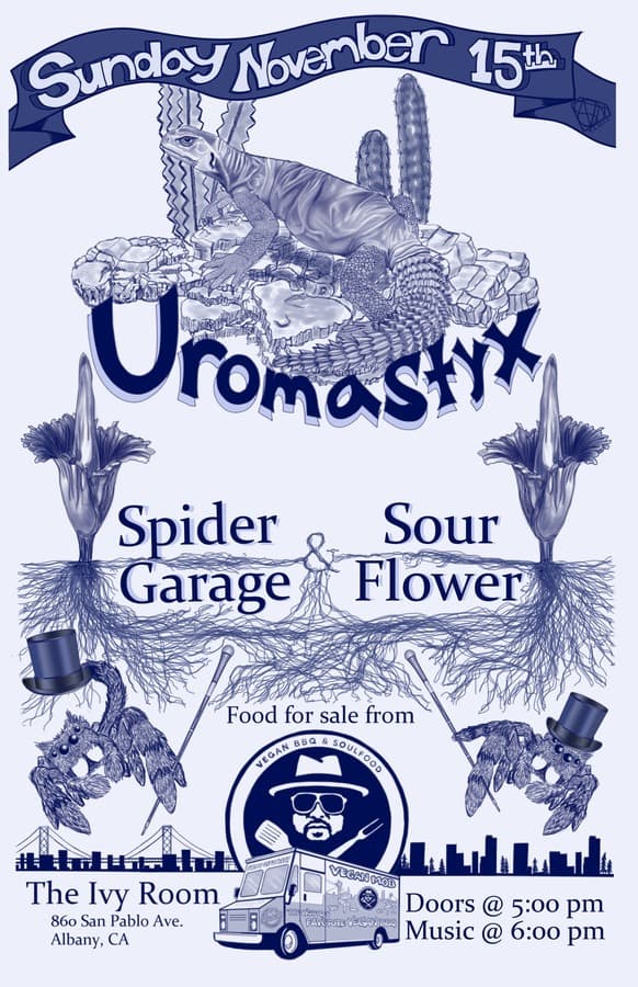 Uromastyx + Spider Garage + SourFlower - Food by VEGAN MOB artwork from Ivy Room