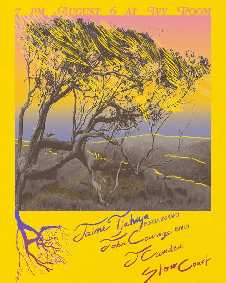 Jaime Tjahaja (single release) + John Courage (solo) + Slow Coast + J Camden artwork from Ivy Room