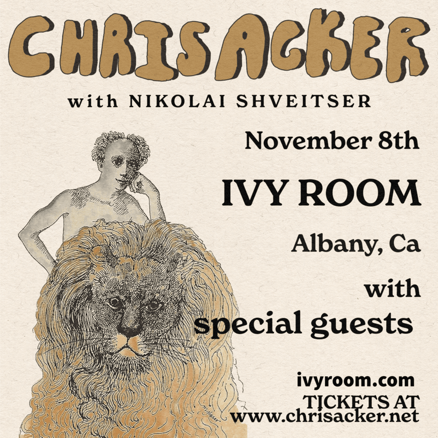 Chris Acker with Nikolai Shveitser artwork from Ivy Room