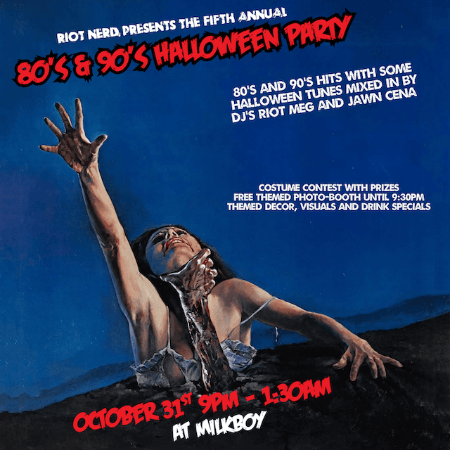 The 5th Annual 80's + 90's Halloween Dance Party artwork from MilkBoy
