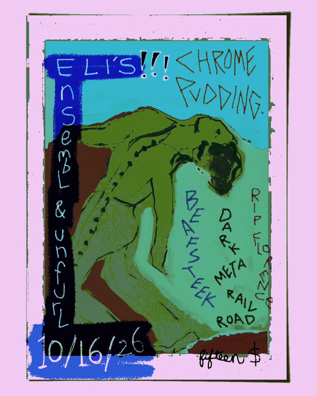 Chrome Pudding, Rip Florence, BEAFSTEEK, Dark Meta Railroad artwork from Eli's Mile High Club