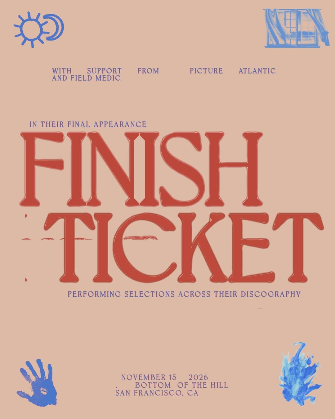 Finish Ticket artwork from Bottom of the Hill