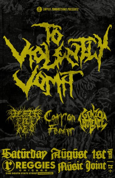 TO VIOLENTLY VOMIT (members of Disgorge) artwork from Reggie's Music Joint